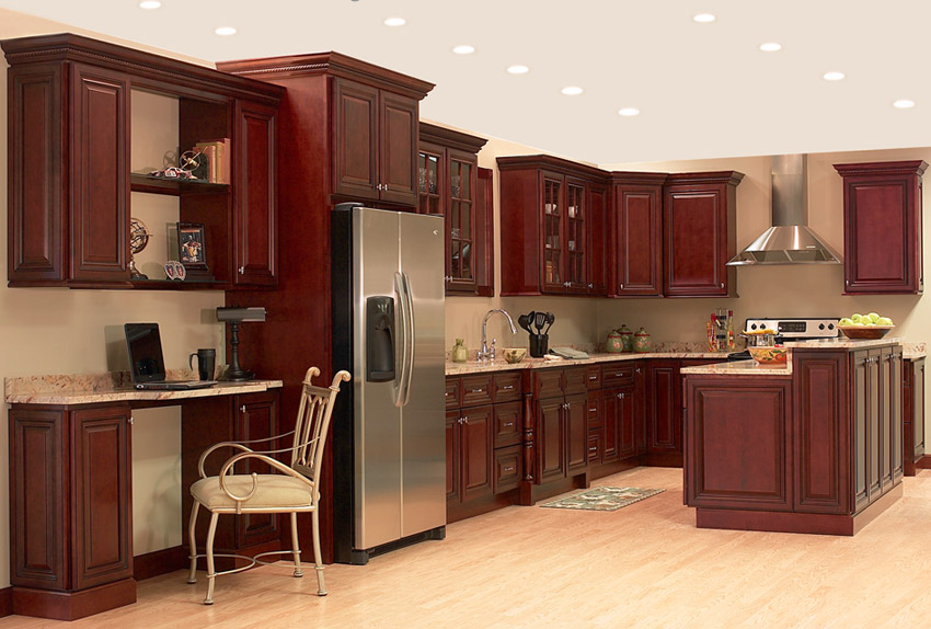 Choose Cherry Cabinets For The Kitchen, Dark Cherry Cabinet Kitchen Designs With Doors