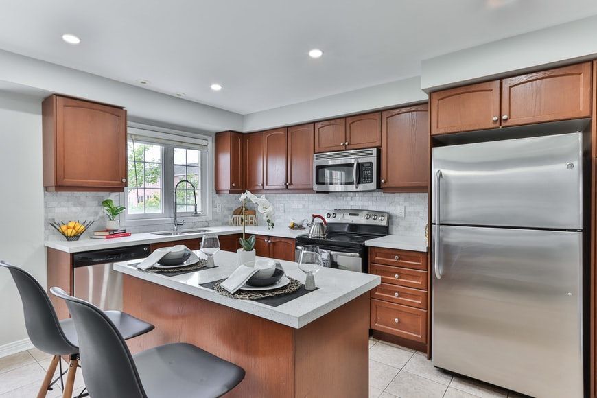 Cherry wood kitchen cabinet
